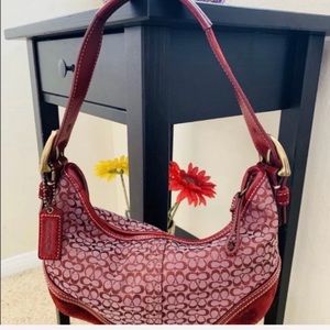 Coach 6351 Burgundy Suede Signature Small Hobo